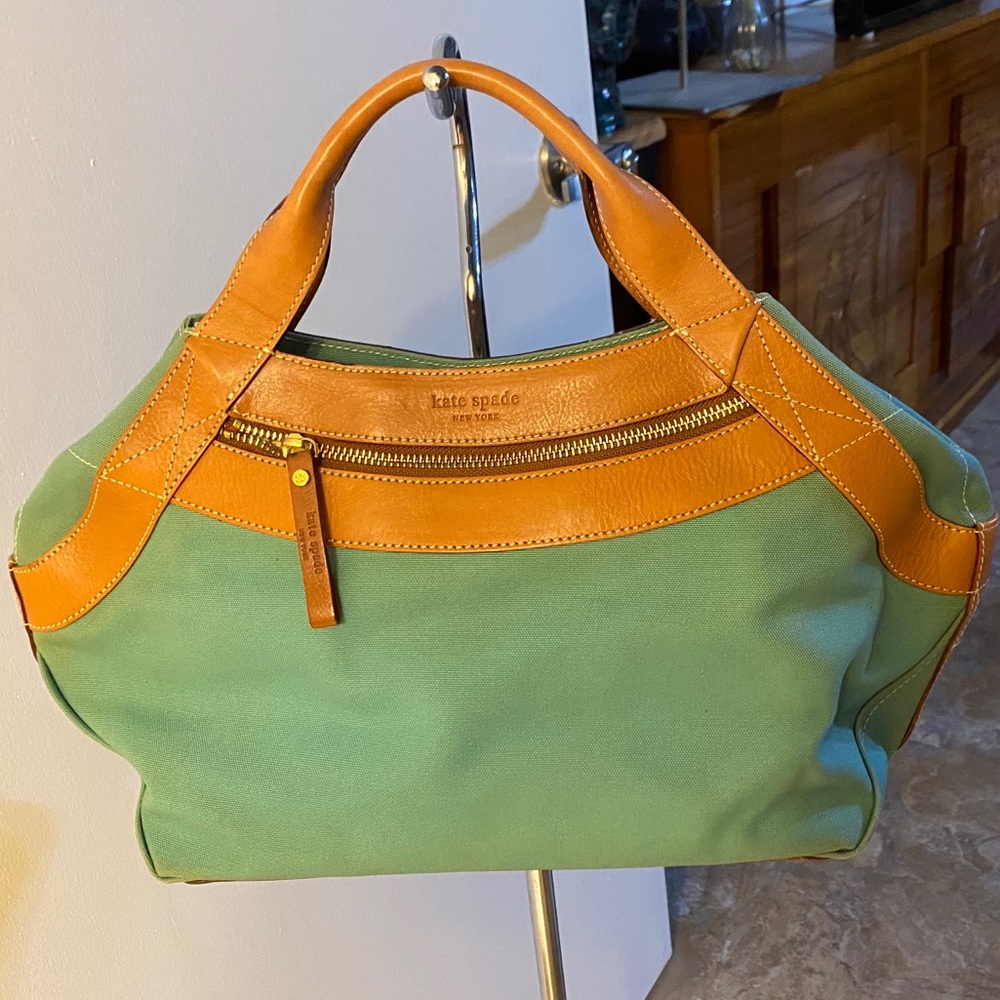 Kate Spade Leather Trim Green Handbag